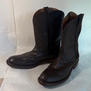 Classic Frye Duke Roper Brown Leather Cowboy Boots